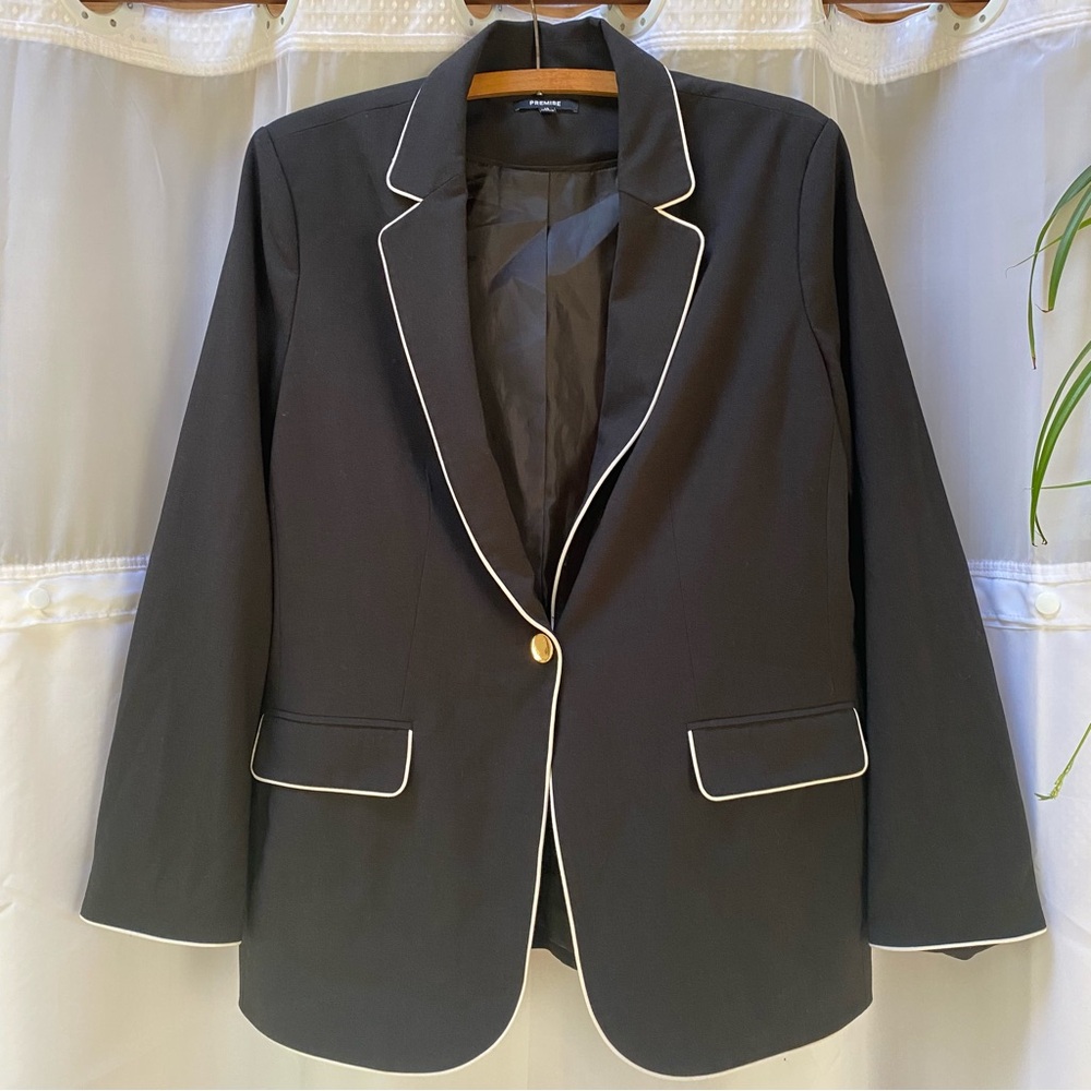 Premise Black White Suit Jacket Blazer Business Casual Streetwear Old Money